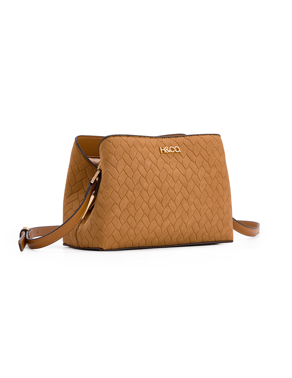 Crossbody Tayah Camel, producto solo, vista tres cuartos