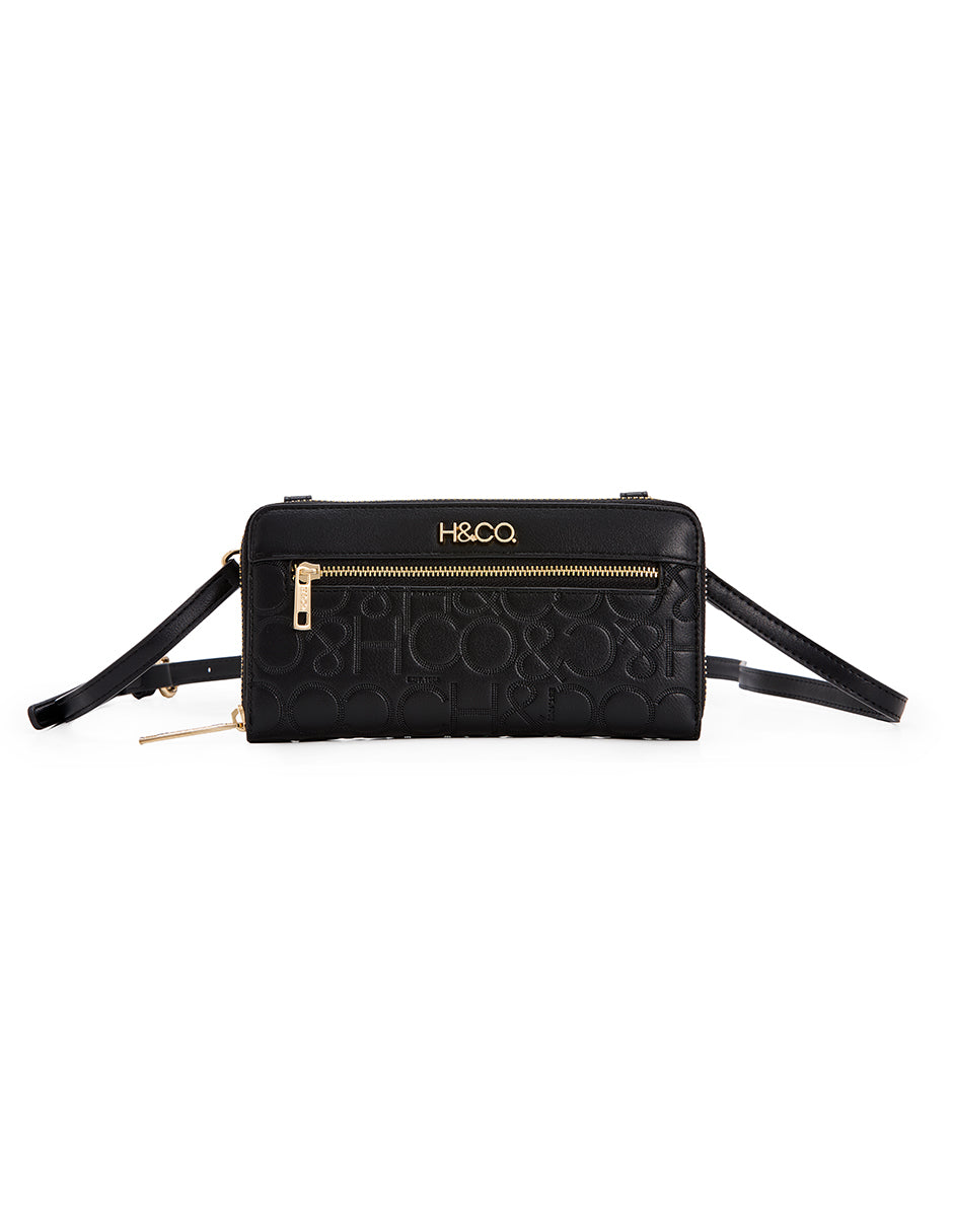 Crossbody Galatea Grabado negro H&Co. detalle grabado