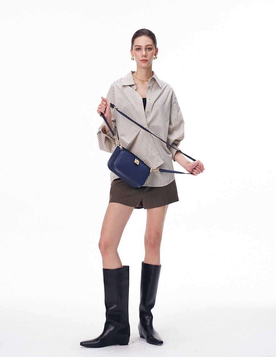 Crossbody Audrey marino H&Co. detalle