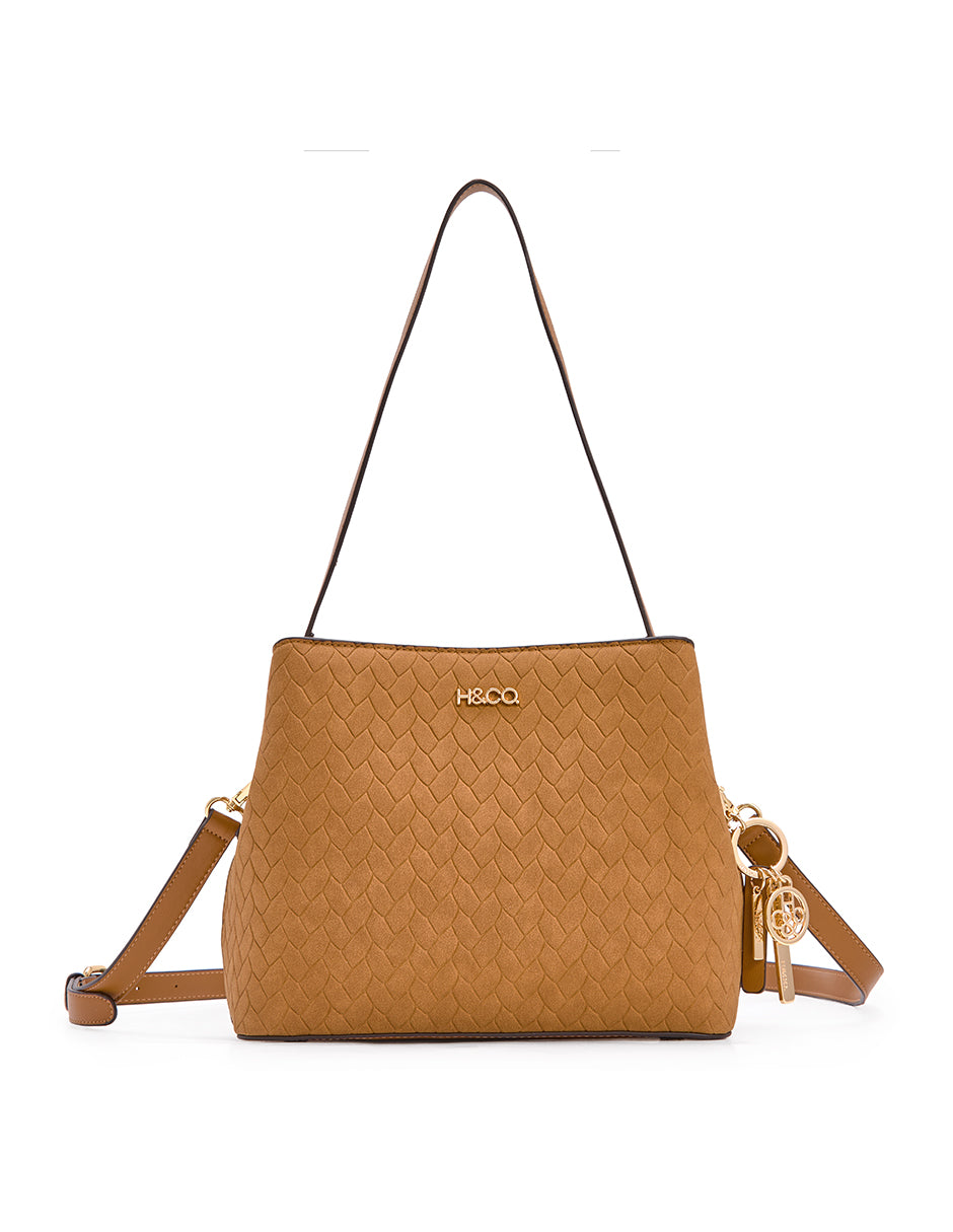 Bucket Tayah Camel, producto solo, vista tres cuartos