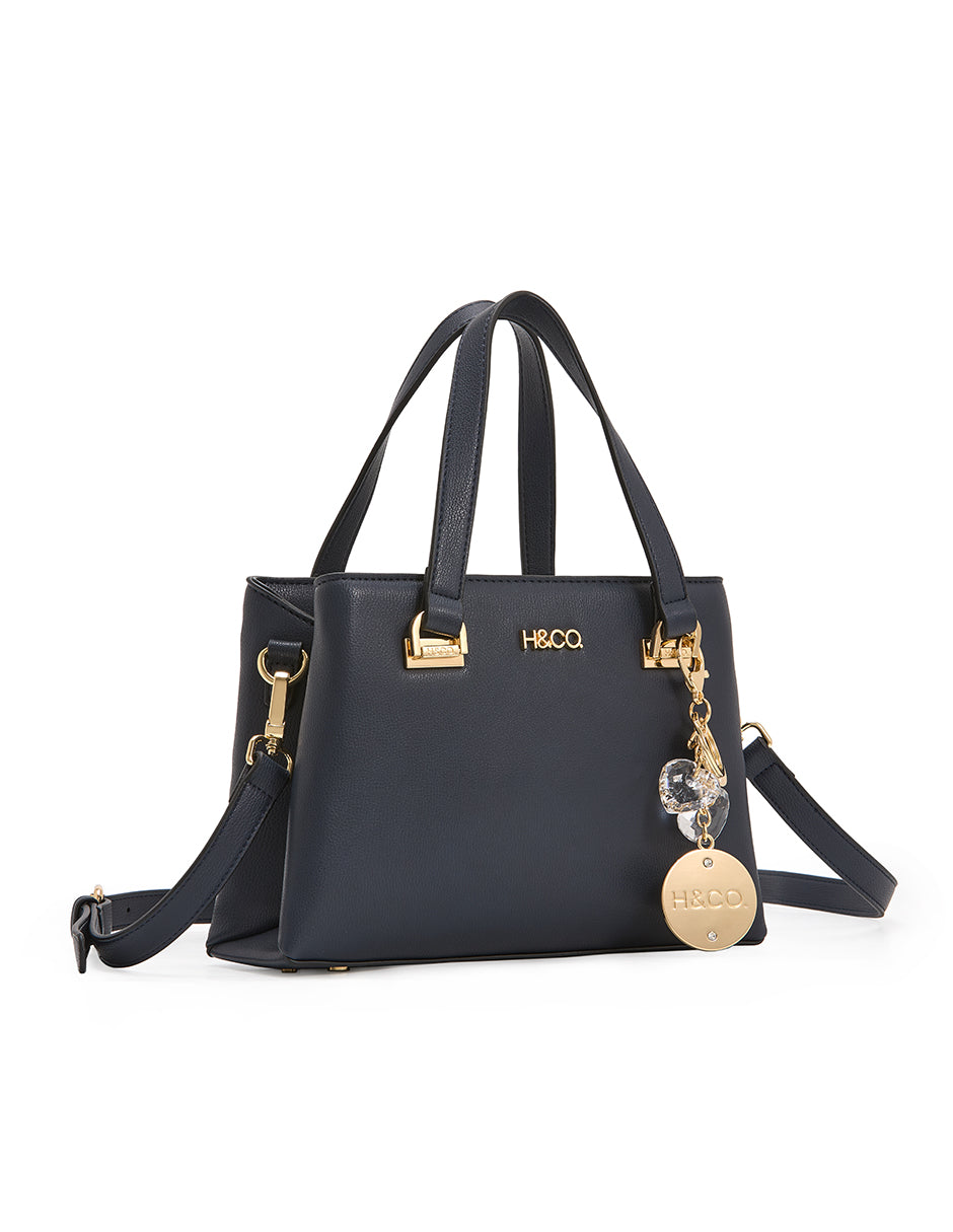 Satchel Lucia Azul marino, producto solo, vista tres cuartos