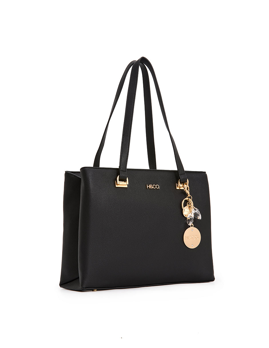 Tote Lucia Negro, producto solo, vista tres cuartos