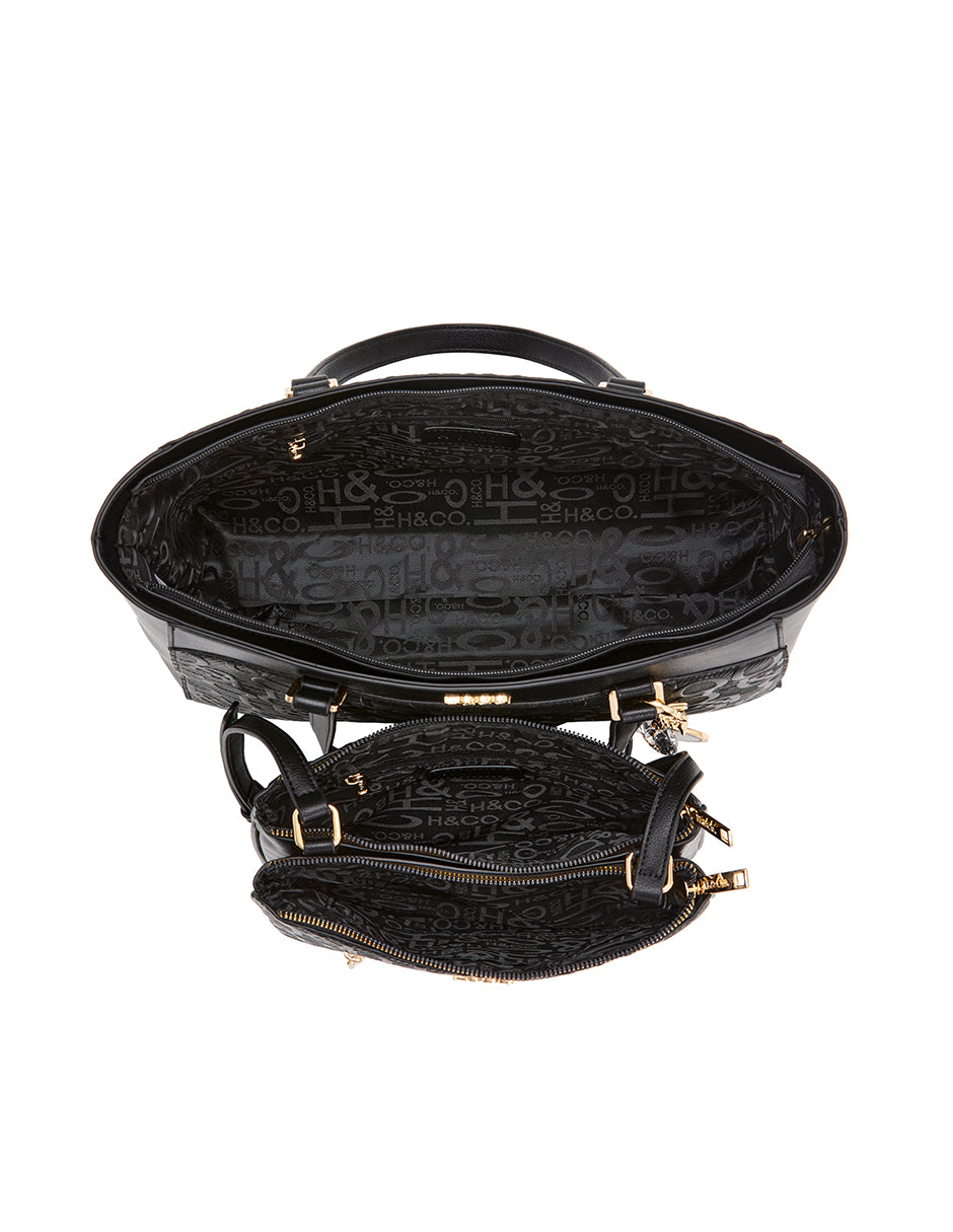Set de Tote y Crossbody Promo Grabado Negro H&Co.