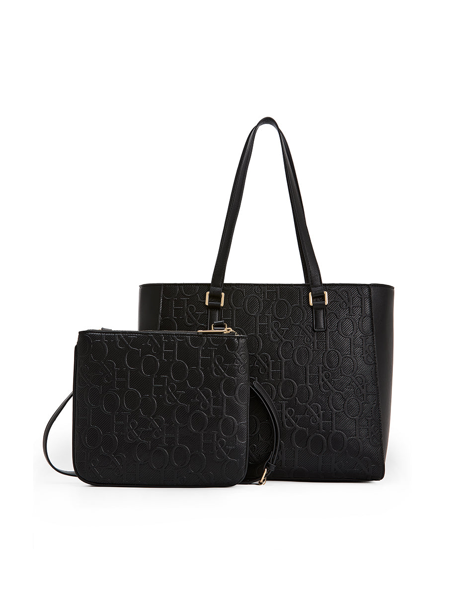 Set de Tote y Crossbody Promo Grabado Negro H&Co.