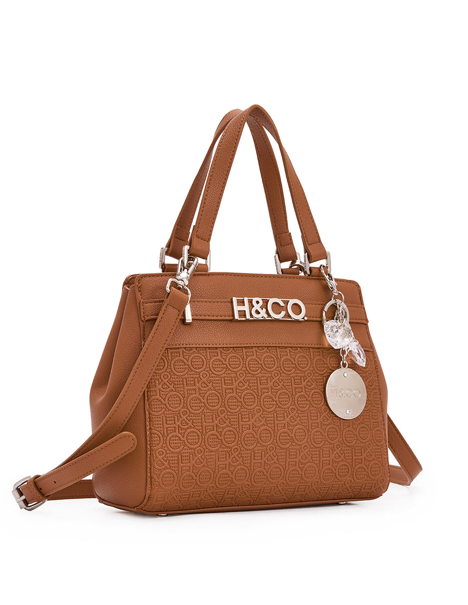 Tote Lia Grabado cognac, vista frontal