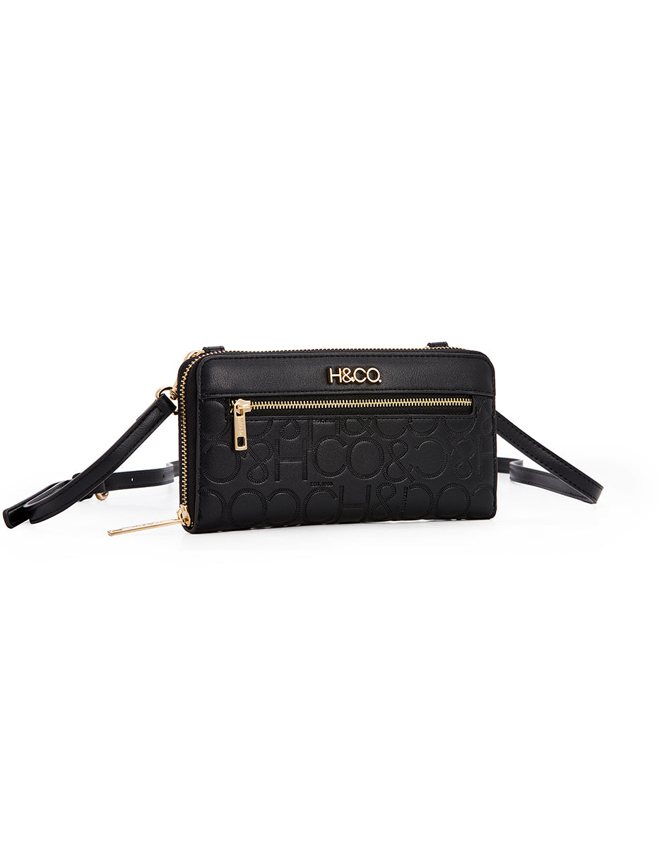 Crossbody Galatea Grabado negro H&Co. vista frontal