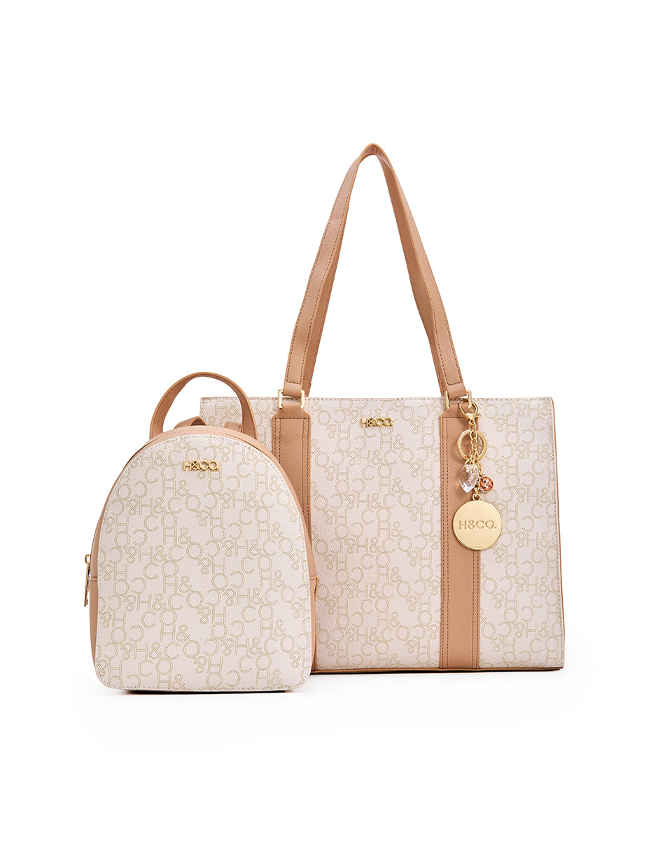 Set de Satchel Promo Logo Beige H&Co.