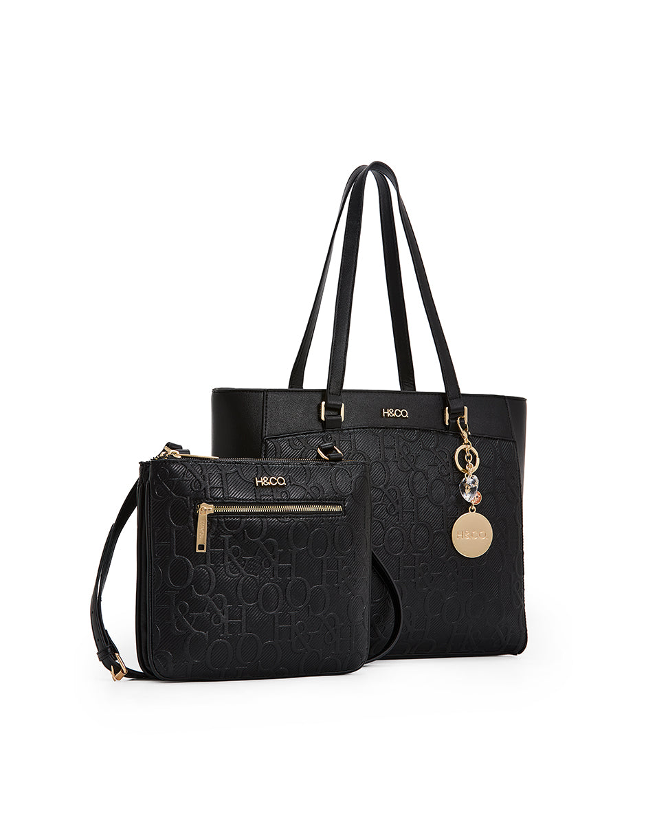 Set de Tote y Crossbody Promo Grabado Negro H&Co.