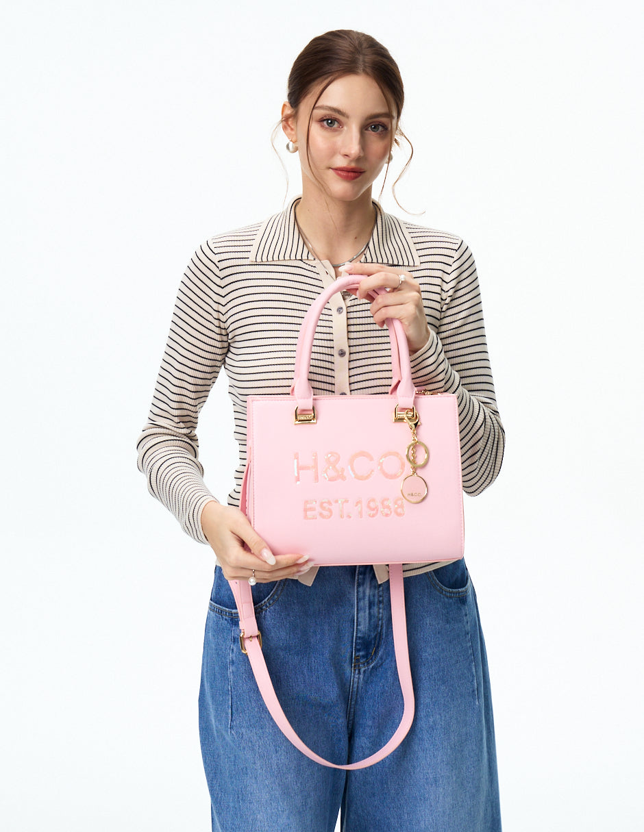 Tote Asia Logo rosa H&Co. detalle asas
